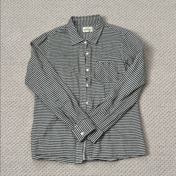 Marine Layer Tops - Marine Layer Black and White Striped Button-Down Shirt